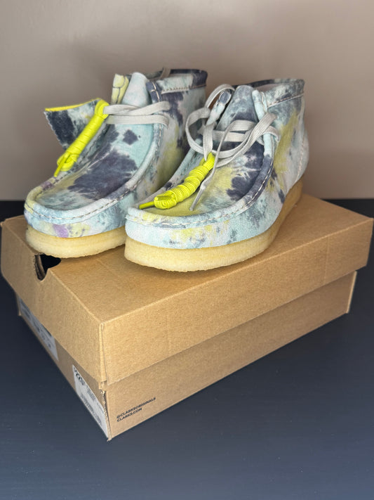 Clarks Womens Wallabee Moccasin Boot Blue Leather Casual Boots Shoes