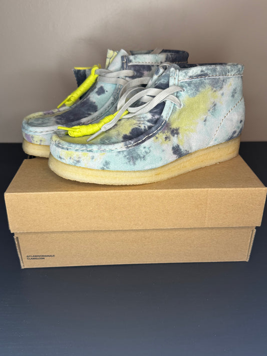 Clarks Womens Wallabee Moccasin Boot Blue Leather Casual Boots Shoes