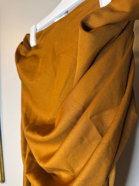 Brown Ruched Side Midi Skirt